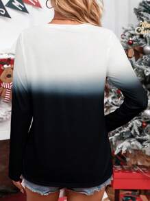 SHEIN LUNE In Giáng sinh Bóng Áo thun - màu đen - Xem 2