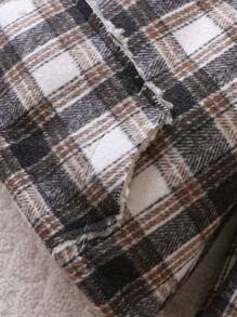 SHEIN 男婴格子印花保暖内衬连帽棉服外套 - 灰色 - 查看 6