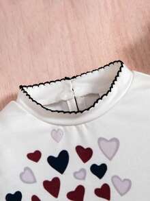 Baby Girl Heart & Cartoon Graphic Keyhole Back Top - Multicolor - View 3