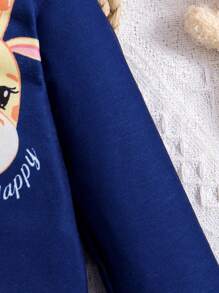 SHEIN 男嬰卡通長頸鹿&字母圖案上衣