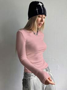 DAZY Stevige Slank Thermisch gevoerd T-shirt