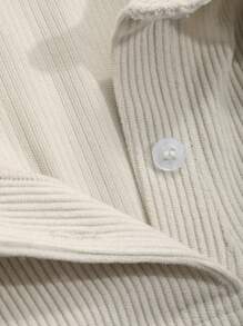 DAZY Đồ họa Chữ cái Cổ Polo Thả vai Áo nỉ - Màu be - Xem 8