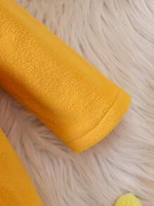 Baby Girl Bow Front Ruffle Trim Button Up Peplum Top & Hat - Mustard Yellow - View 4