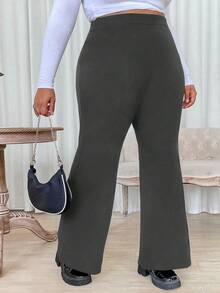 Calvaya Plus High Waist Flare Leg Pants - Grey - View 5