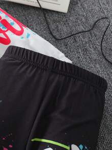 SHEIN Cô Gái Trẻ Đồ họa Hoạt hình Hoodie & Leggings - Nhiều màu - Xem 7