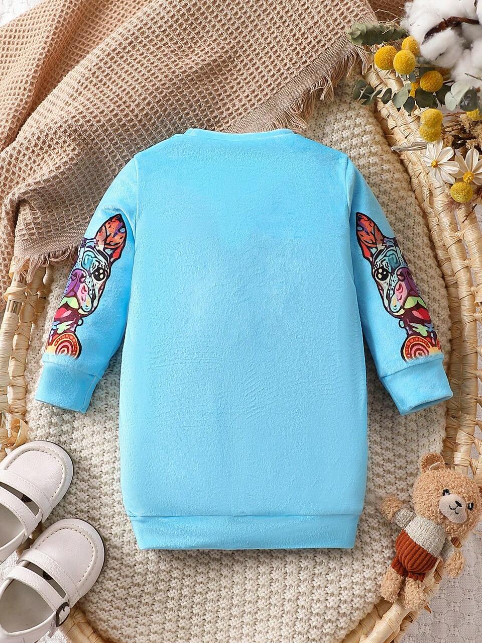 Baby Girl Dog & Letter Graphic Dress
