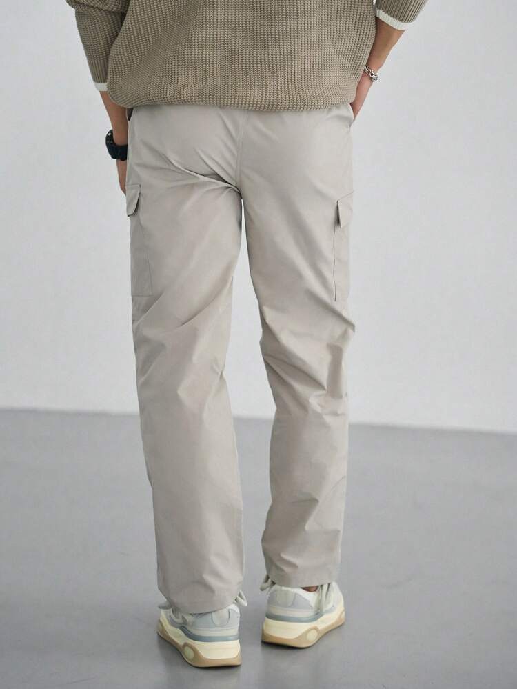 Men Flap Pocket Side Cargo Pants, For Fall