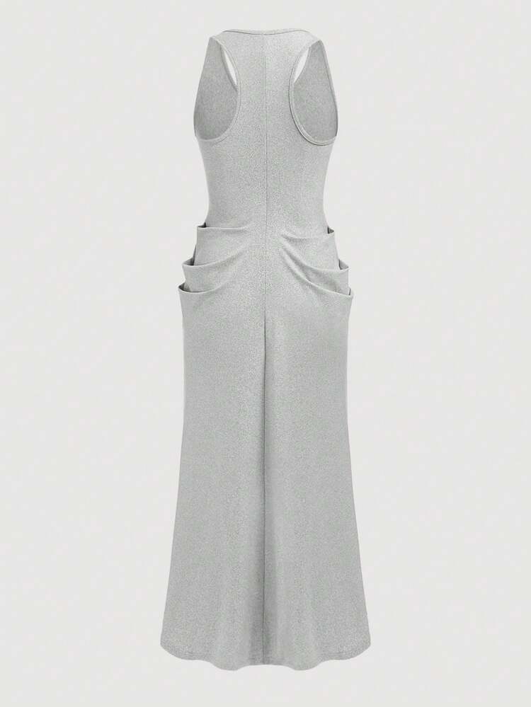 Solid Racerback Ruched Side Dress