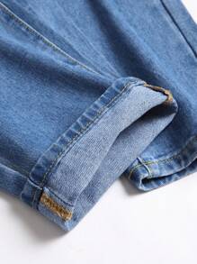 Tween Boy Ripped Frayed Bleach Wash Jeans - Medium Wash - View 5