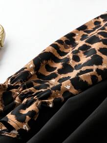 SHEIN LUNE Hơn In hoa Báo tay áo lá sen Đầm - Nhiều màu - Xem 4