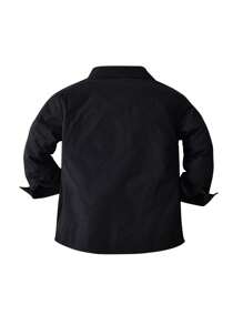 Camisa de manga larga negra de estilo INS nueva para niño pequeño, camisa formal para niños, parte superior de manga larga estilo europeo y americano para niño pequeño - Negro - Ver 2
