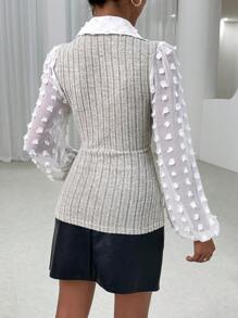 SHEIN Privé Top con pois manica a lanterna