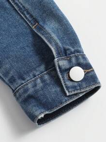 Áo khoác denim có túi rách Tween Girl - Rửa tối - Xem 4