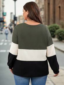 SHEIN LUNE Hơn Khối màu Lace lên phía trước Áo thun Thả vai - màu đen - Xem 2