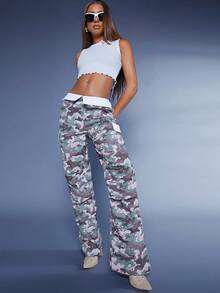 Hauture 迷彩印花可摺疊腰身褲子 - 彩色 - 查看 5