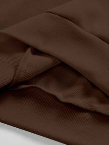 ROMWE MEN Prep Guys Letter Graphic Drawstring Hoodie - Brown - View 6