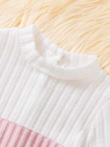 SHEIN 女小童撞色條紋針織連身褲&腰包