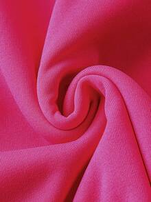 SHEIN LUNE Plus Solid Drop Shoulder Sweatshirt - Hot Pink - View 4