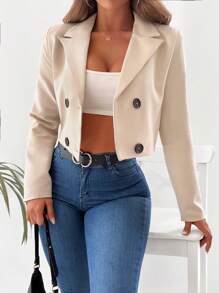 SHEIN PETITE Blazer Col À Revers À Bouton