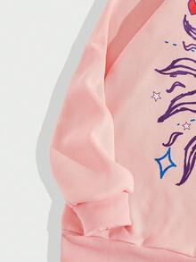 ROMWE MEN Street Life Các bạn mặt trời & Đồ họa Chữ cái Dây rút Lót nhiệt Hoodie - Hồng - Xem 3