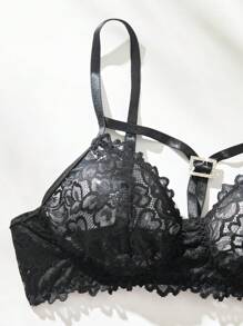 Spicy Aura Women Sexy Lingerie Kontras Lace Plain - Hitam - View 4