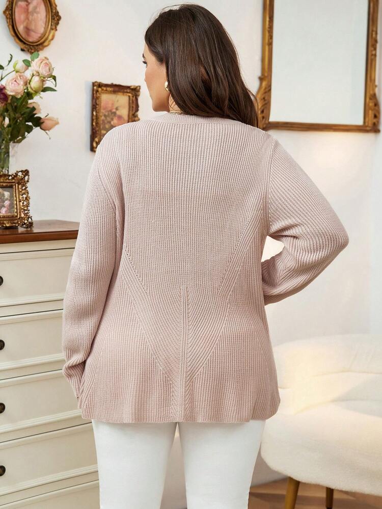 Plus Button Front Cardigan