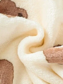 SHEIN Baby Boy Bear Print 3D Ear Design Hooded Coat - Multicolor - View 3