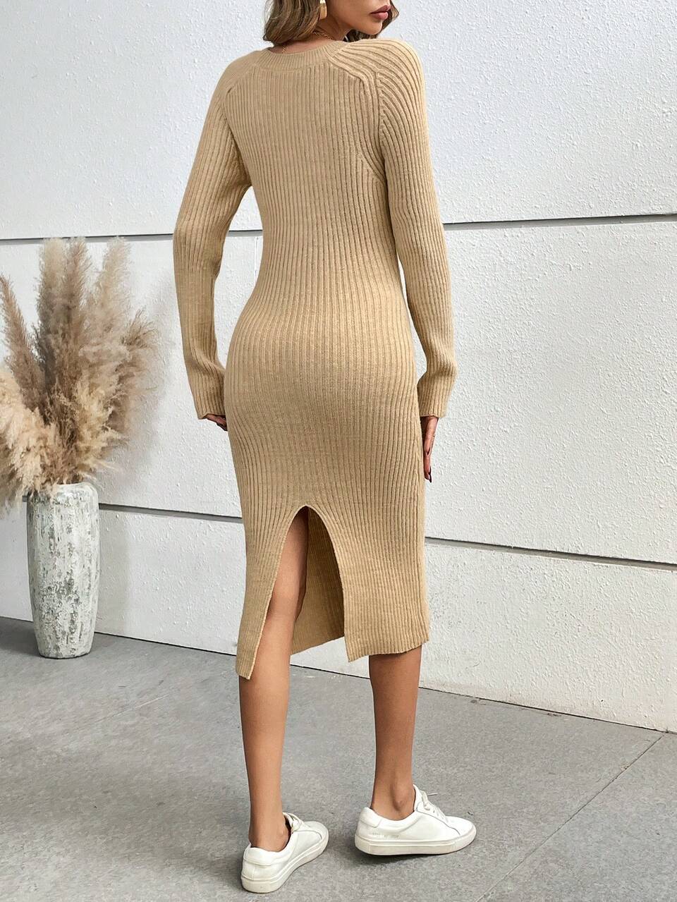 Ribbed Knit Bodycon Sweater Dress