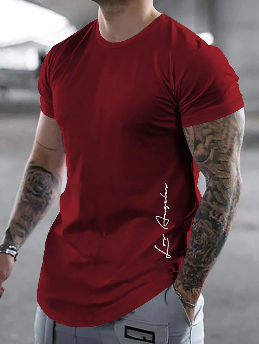 Manfinity Homme 男裝t恤(隨意剪裁) - 紅色 - 查看 1