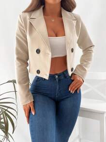 SHEIN PETITE Blazer Col À Revers À Bouton