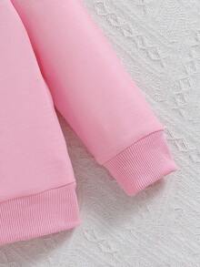 SHEIN Young Girl Letter Graphic Sweatshirt - Pink - View 6