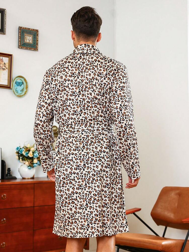 Men's Leopard Print Belted Robe