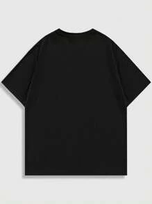 ROMWE MEN Street Life Guys Slogan & Skeleton Print Tee - Black - View 2