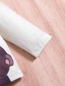 Baby Girl Heart & Cartoon Graphic Keyhole Back Top - Multicolor - View 4