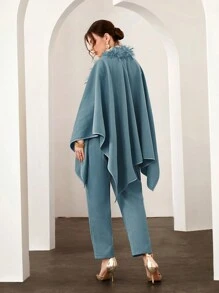 Modelyn Trang trí Fuzzy tay cánh áo & Quần - Màu xanh lam - Xem 2