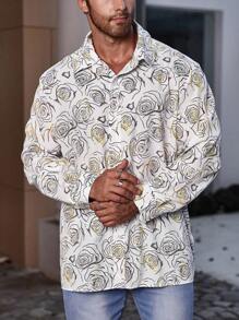 Manfinity Homme Men Plus Allover Floral Print Shirt - Multicolor - View 1