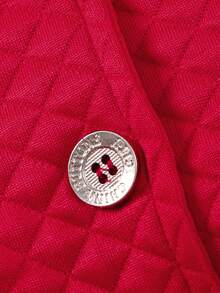 SHEIN Young Girl Letter Graphic Button Front Jacket & Pleated Skirt - Red - View 7