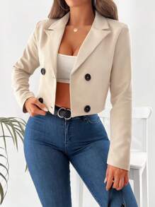 SHEIN PETITE Blazer Col À Revers À Bouton