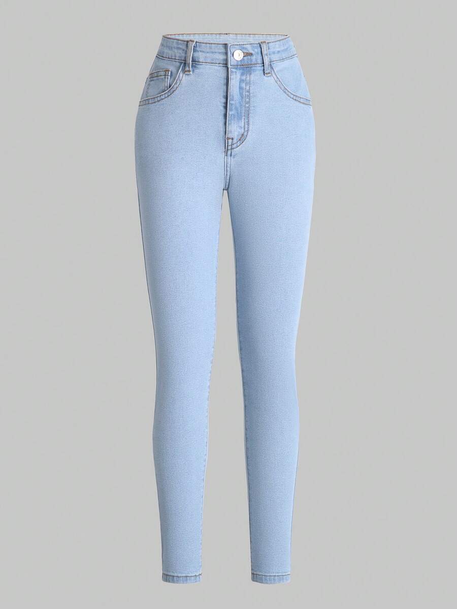Tween Girl Solid Jeans - Light Wash - View 1
