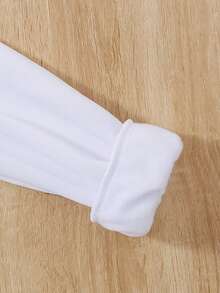 SHEIN 女大童心印花連帽保暖襯裡連帽衫和運動褲 - 白色 - 查看 3