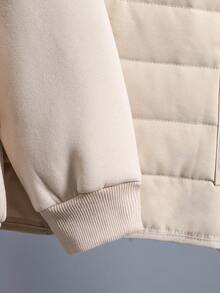 SHEIN 男小童字母圖案加絨內裏衛衣和衛褲&背心連帽夾克 - 杏色 - 查看 4