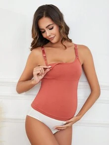 Maternidad Sujetador de lactancia tejido de canalé inalámbrico - Rojo - Ver 3