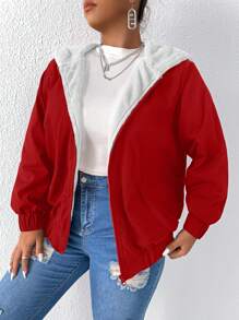 Calvaya Áo khoác có mũ lót nhiệt cỡ lớn - Đỏ - Xem 1