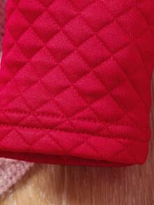 SHEIN Young Girl Letter Graphic Button Front Jacket & Pleated Skirt - Red - View 8