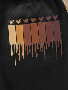 SHEIN 女大童心印花連帽保暖襯裡連帽衫和運動褲 - 白色 - 查看 7