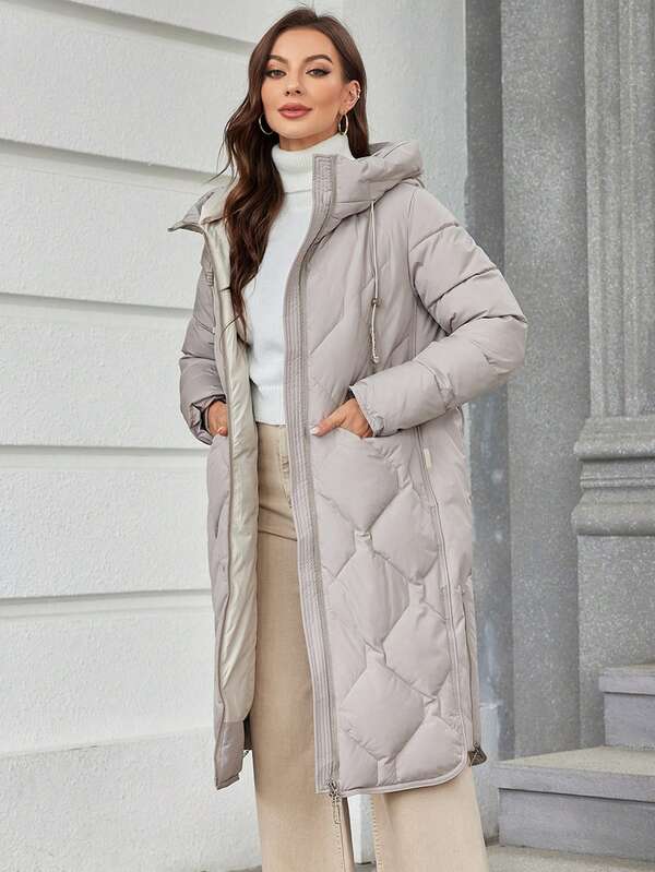 HaiLuoZi Zip Up Hooded Padded Coat For Winter