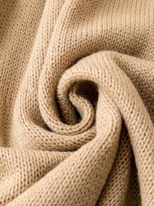 Calvaya 大碼花卉圖案燈籠袖毛衣洋裝 - 棕色 - 查看 4