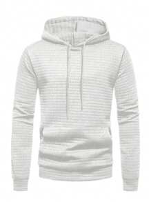 Manfinity Homme Men Kangaroo Pocket Drawstring Hoodie - White - View 3