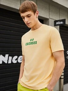 Manfinity RebelGame Men Letter Graphic Tee - Yellow - View 1