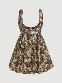 Flirla Große Größe Kleid mit Blume Muster, - Verschiedenfarbig - Übersicht 1